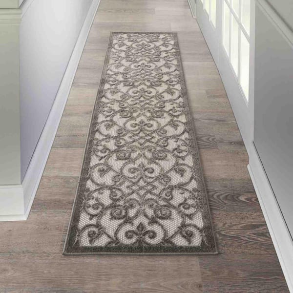 Grey/Charcoal 2 ft. x 10 ft. Runner Polypropylene Area Rug