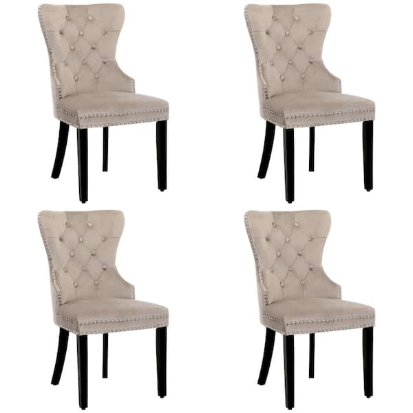WESTINFURNITURE Brooklyn Taupe Tufted Velvet Dining Side Chair (Set of 4)