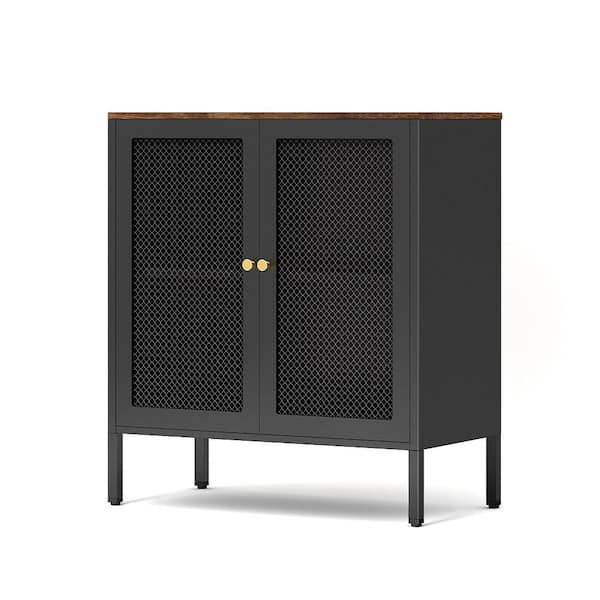 Tileon Metal Steel Storage Cabinet, 2-Grid Doors Storage Cabinet, Steel Cabinet with Magnetic Grid Doors and Adjustable Shelf
