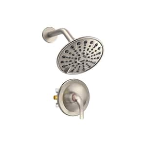 Single Handle 6-Spray Shower Faucet 2.5 GPM with High Pressure in. Brushed Nickel(Valve Included)