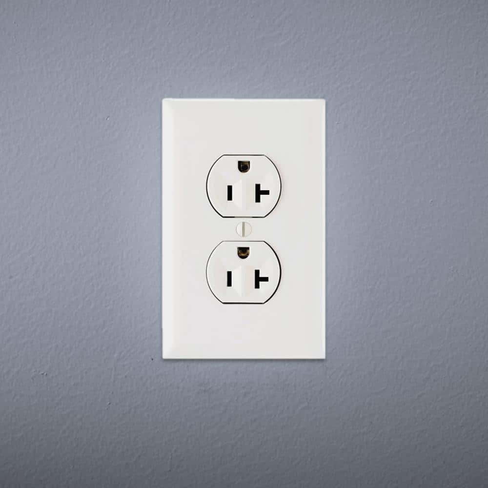 White Tamper Resistant Duplex Outlet with Wall Plate