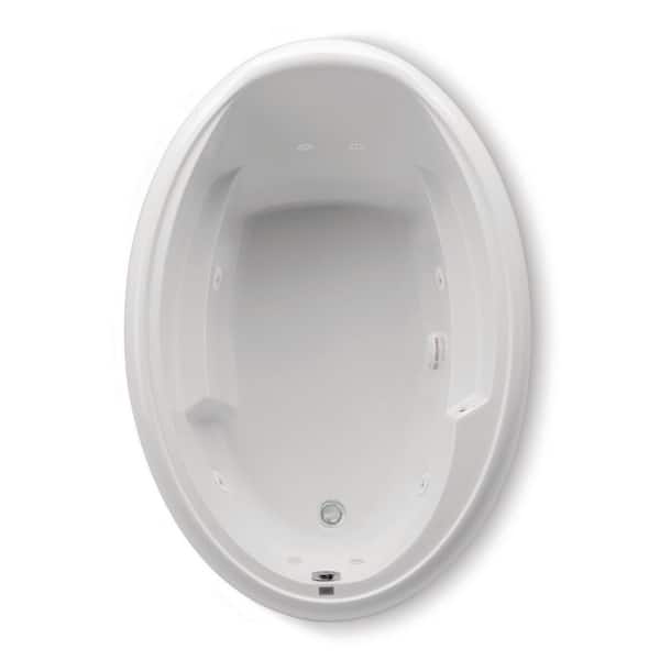 Aquatic Ariel I 60 in. Oval Drop-In Whirlpool Bathtub Acrylic Reversible Drain with Heater in White