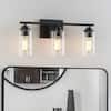 KAWOTI 22 in. 3-Light Black Vanity Light with Clear Glass Shade 21161 ...