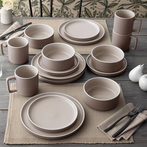 Noritake ColorTrio Clay 4-Piece (Tan) Porcelain Stax Place Setting