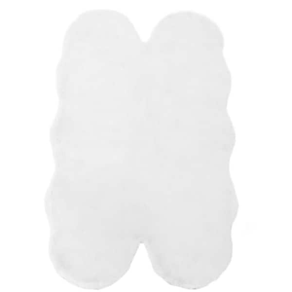 Mmlior White 4 ft. x 6 ft. Soft Faux Rabbit Fur Specialty Area Rug