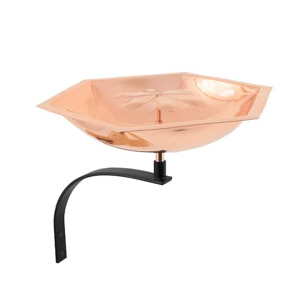 ACHLA DESIGNS 11.75 in. Tall Copper Plated Hexagonal Bee Fountain and Birdbath with Wall Mount Bracket