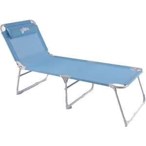 Size 76 in. L x 25 in. W x 15.75 in. H Blue Easy Adjustable Folding Reclining Beach Lounger Beach Cot Set UP S