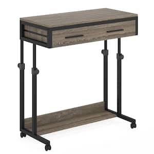 Kerlin 31.49 in. Retro Gray Rectangular Wood Top Side Table with Drawer for Home Office