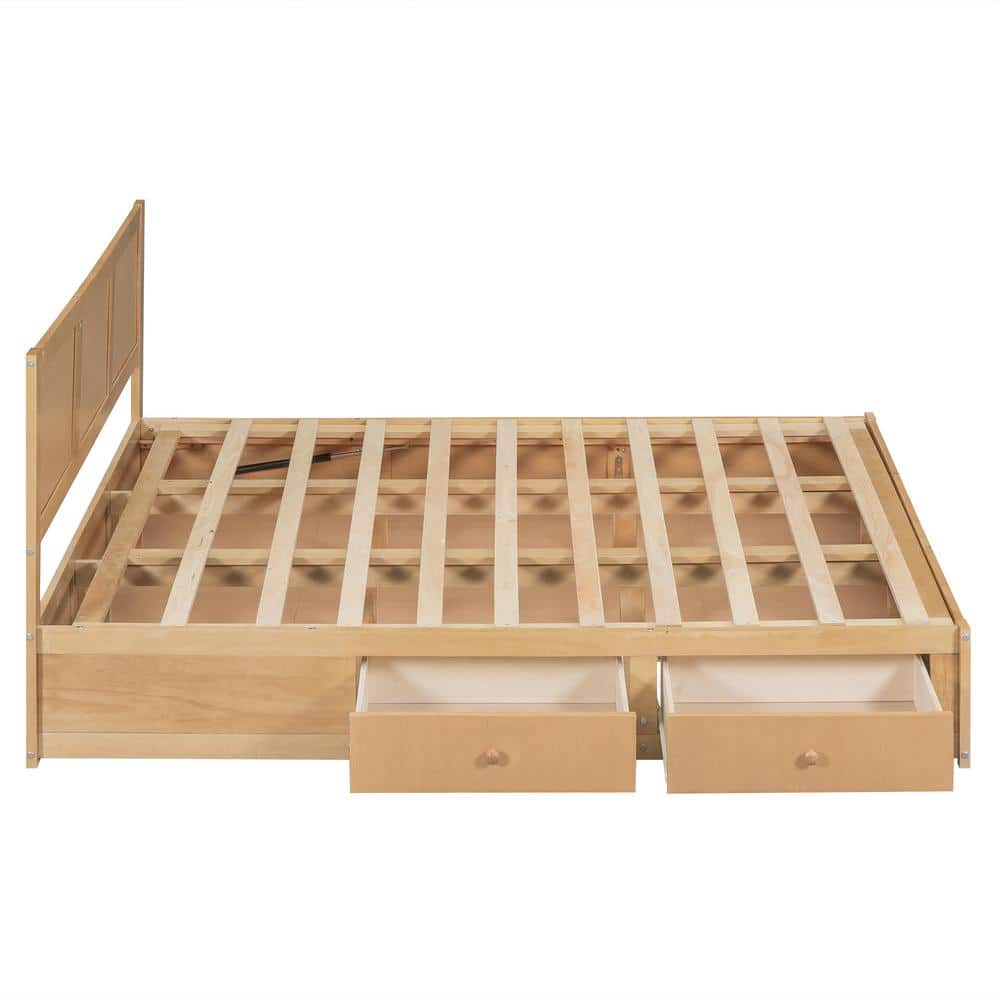 Brown Wood Frame Full Size Platform Bed with Underneath Storage and 2-Drawers - thumbnail 10