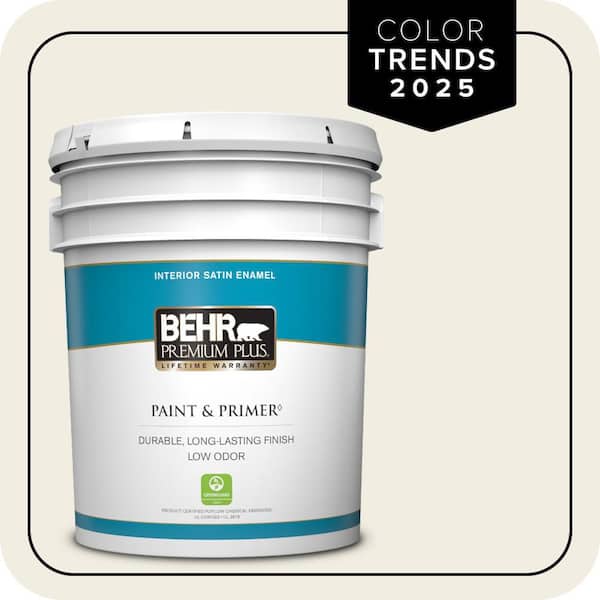 BEHR PREMIUM PLUS 5 gal. Designer Collection #DC-003 Blank Canvas Satin Enamel Low Odor Interior Paint & Primer