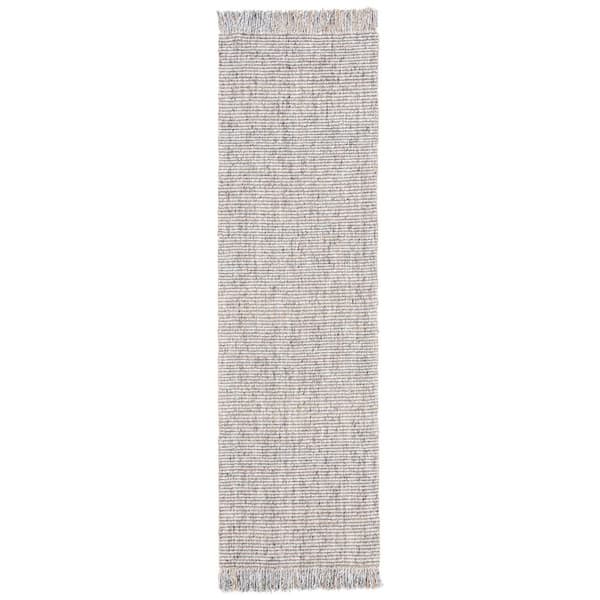 SAFAVIEH Natural Fiber Gray/Beige 2 ft. x 12 ft. Woven Thread Runner Rug