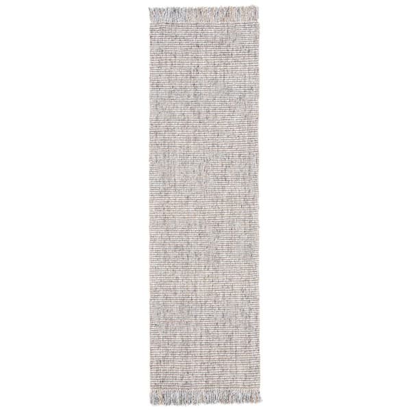 Natural Fiber 2 ft. x 20 ft. Gray/Natural Solid Color Runner Rug