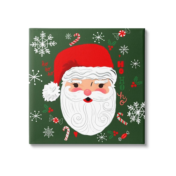 Stupell Industries Jolly Santa on Green by Sharon Lee 1-Piece Unframed Graphic Print People Poster Art Print 24 in. x 24 in.