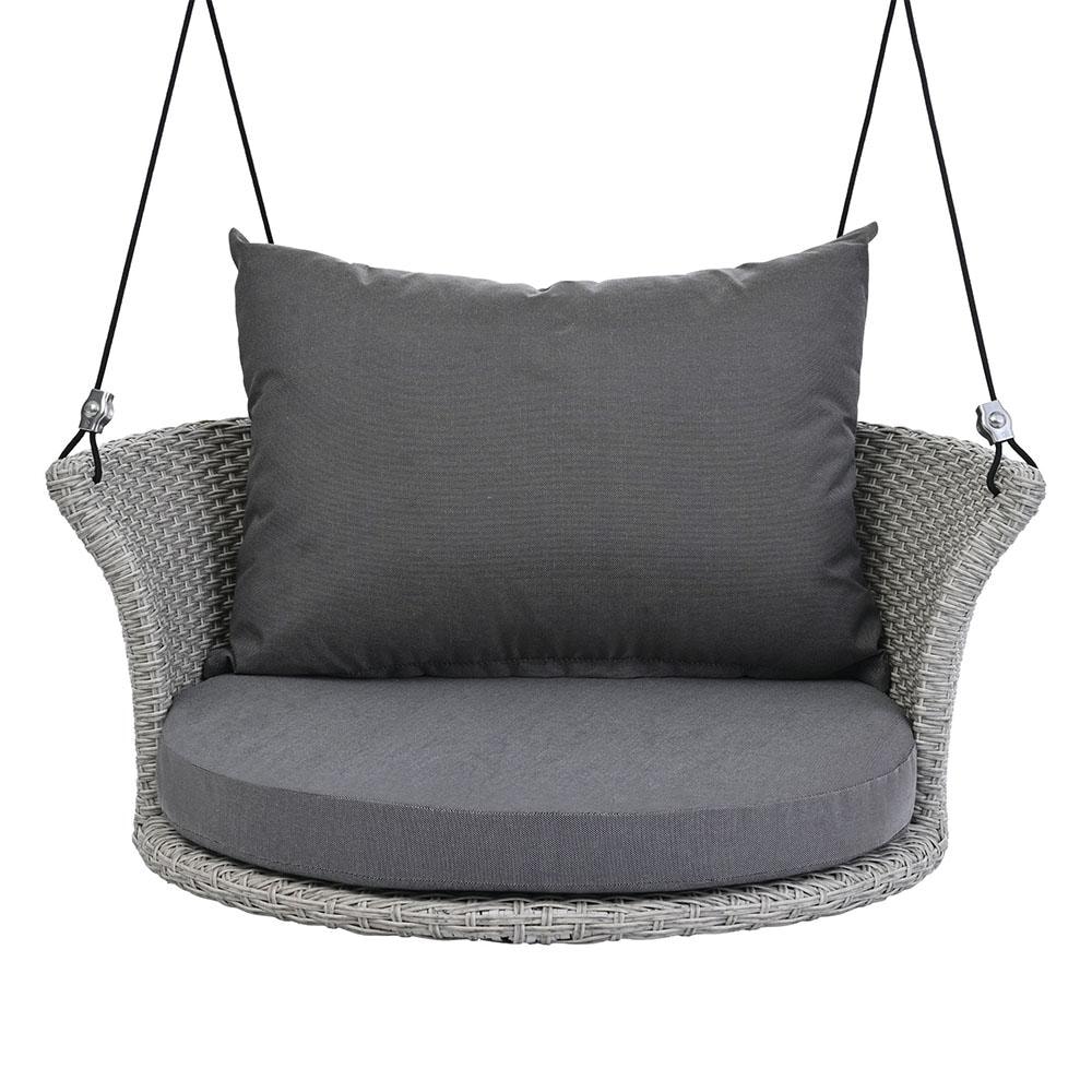 1-Person Gray PE Wicker Outdoor Porch Swing with Ropes, Patio Swing Chair with Dark Gray Cushion price history on PriceWatchPro