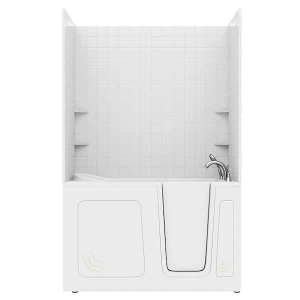 Rampart Wall Series 32 in. x 60 in. Right Drain Combination Bathtub in White with 4 in. Tile Shower Wall Kit