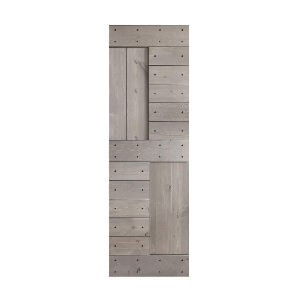 COAST SEQUOIA INC S Series 30 in. x 84 in. Light Grey DIY Knotty Wood Barn Door Slab