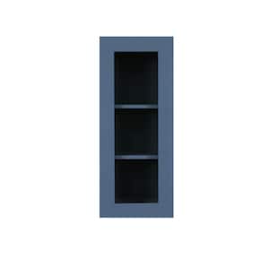 Lancaster Blue Plywood Shaker Stock Assembled Wall Glass-Door Kitchen Cabinet 12 in. W x 12 in. D x 30 in. H