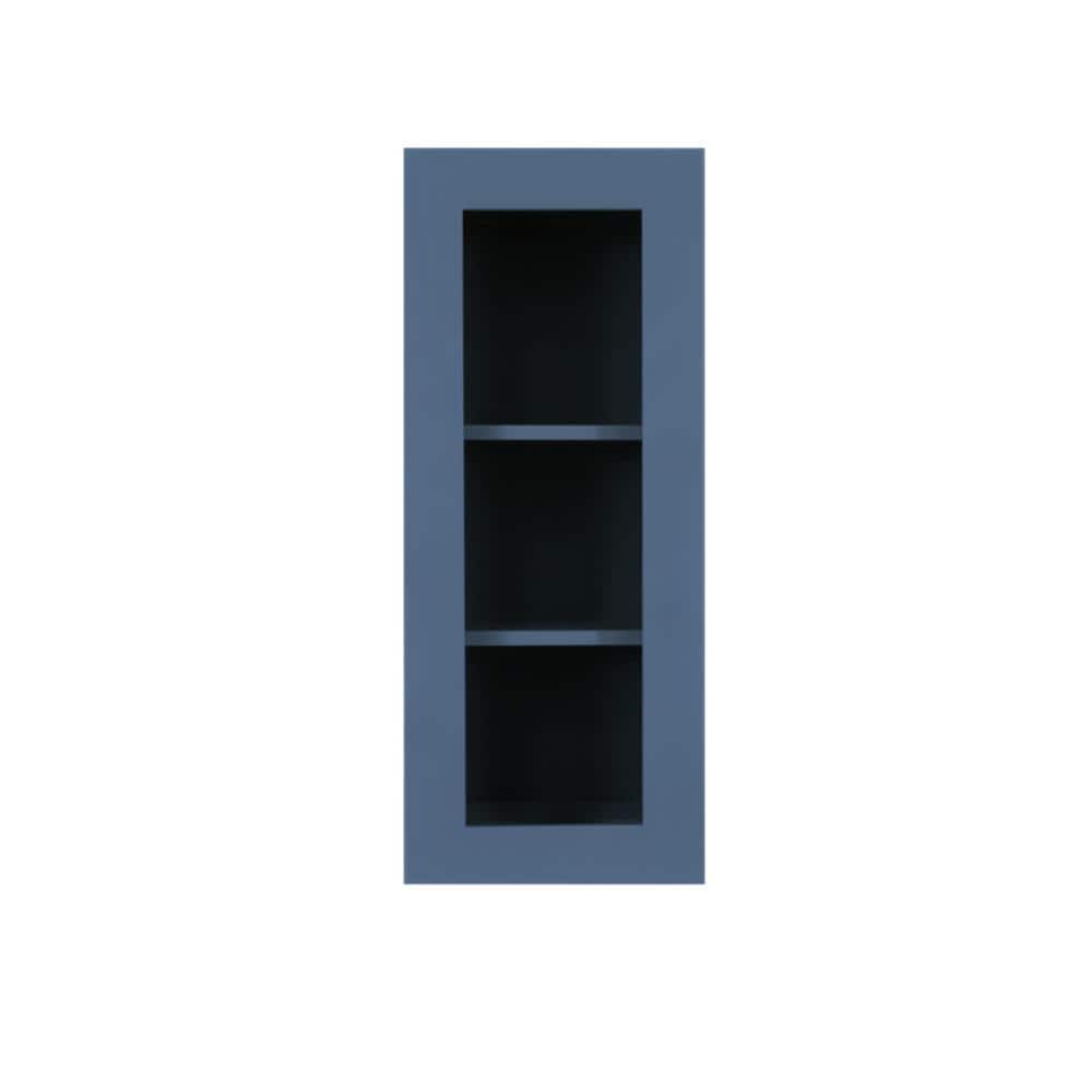 Lancaster Blue Plywood Shaker Stock Assembled Wall Glass-Door Kitchen Cabinet 18 in. W x 12 in. D x 30 in. H price history on PriceWatchPro