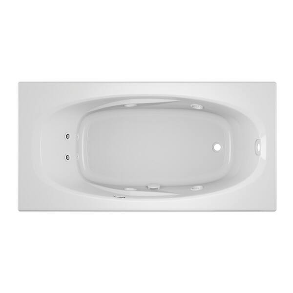 JACUZZI AMIGA 72 in. x 36 in. Acrylic Right-Hand Drain Rectangular Drop-In Whirlpool Bathtub with Heater in White