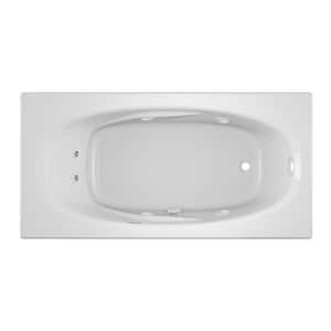 AMIGA 72 in. x 36 in. Acrylic Right-Hand Drain Rectangular Drop-In Whirlpool Bathtub in White