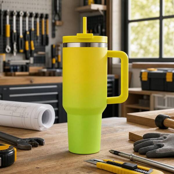 Wudkey 40 oz. Yellow Vacuum Insulated Stainless Steel Tumbler with
