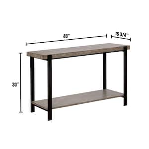 Huckleberry 48 in. Gray Wash Standard Rectangle Wood Console Table with Shelves