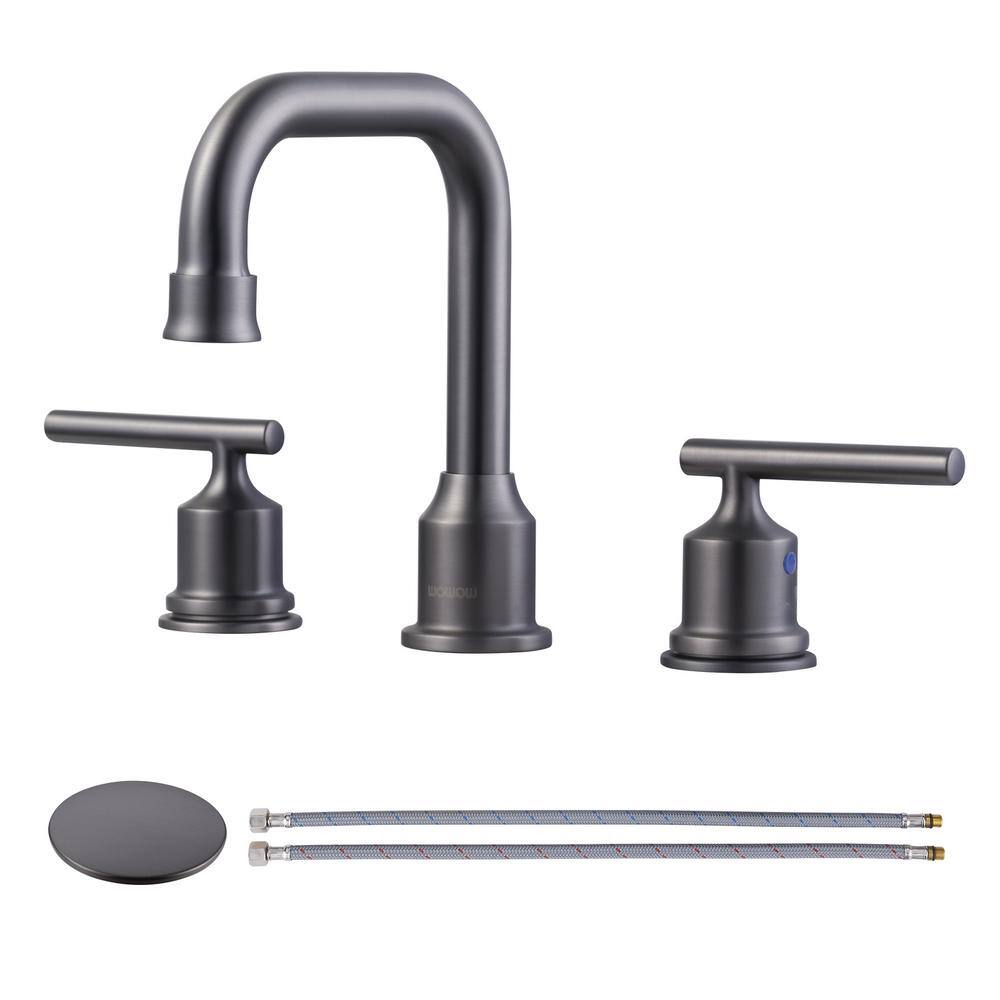 8 in. Widespread Double Handle Bathroom Faucet with Drain Kit in Black Stainless price history on PriceWatchPro