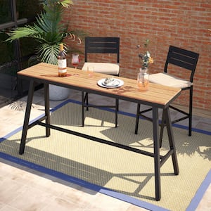 63 in. Metal Outdoor Terrace Trapezoid Bar Height Dining Table in Brown