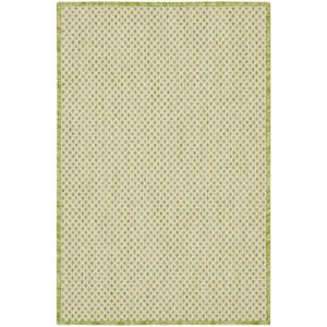 Courtyard Ivory Green 2 ft. x 3 ft. Geometric Contemporary Indoor/Outdoor Patio Kitchen Area Rug