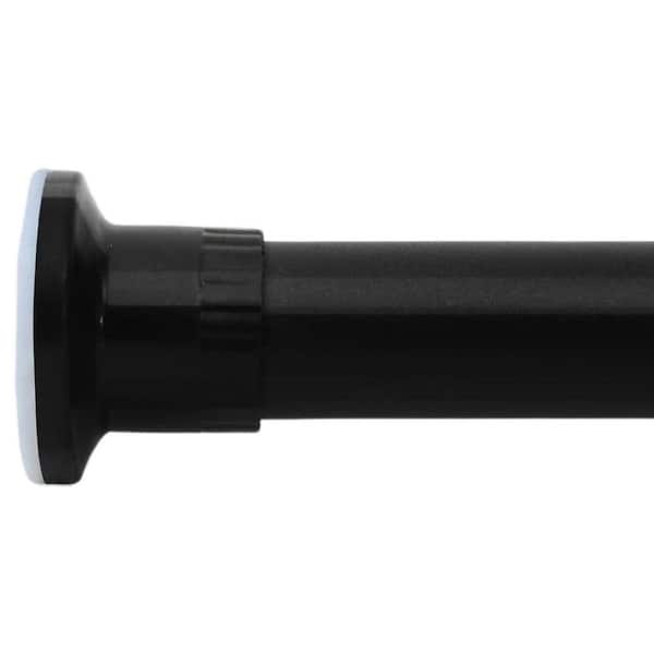 122-150 in. Metal Adjustable Tension Shower Curtain Rod No-Drill Installation in Black