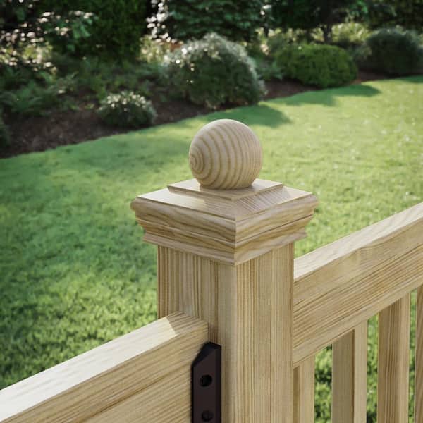 4 in. x 4 in. Newport Ball Top Pressure Treated Wood Post Cap