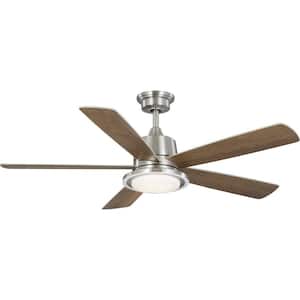Tarsus 52 in. Indoor Integrated LED Brushed Nickel Contemporary Ceiling Fan with Remote Included for Living Room