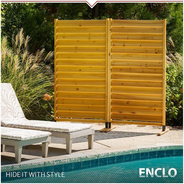 Sierra 6 ft. H x 3.1 ft. W Freestanding or Surface Mounted Louvered Wood Privacy Screen, Flat Top Style (1-Panel)