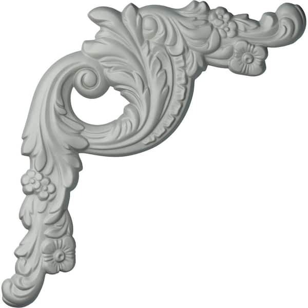 Ekena Millwork 16-1/2 in. x 1-1/4 in. x 18-1/8 in. Urethane Tirana Panel Moulding Corner, Left (Matches Moulding PML01X00TI)