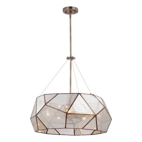 Euclid 5-Light Brass Mid-Century Modern Pendant Light Mercury Glass