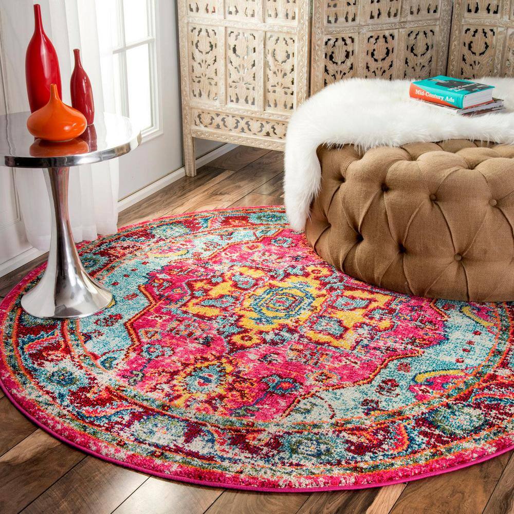 Multi-Color Medallion Synthetic Runner Rug, 2' 6" x 10'