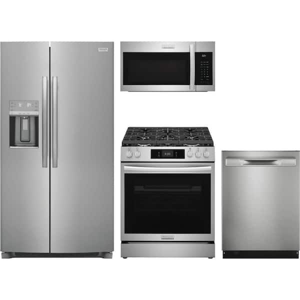 26. cu. ft. Standard Depth Refrigerator with 5 Burner Freestanding Gas Range and Dishwasher with 7 Cycles