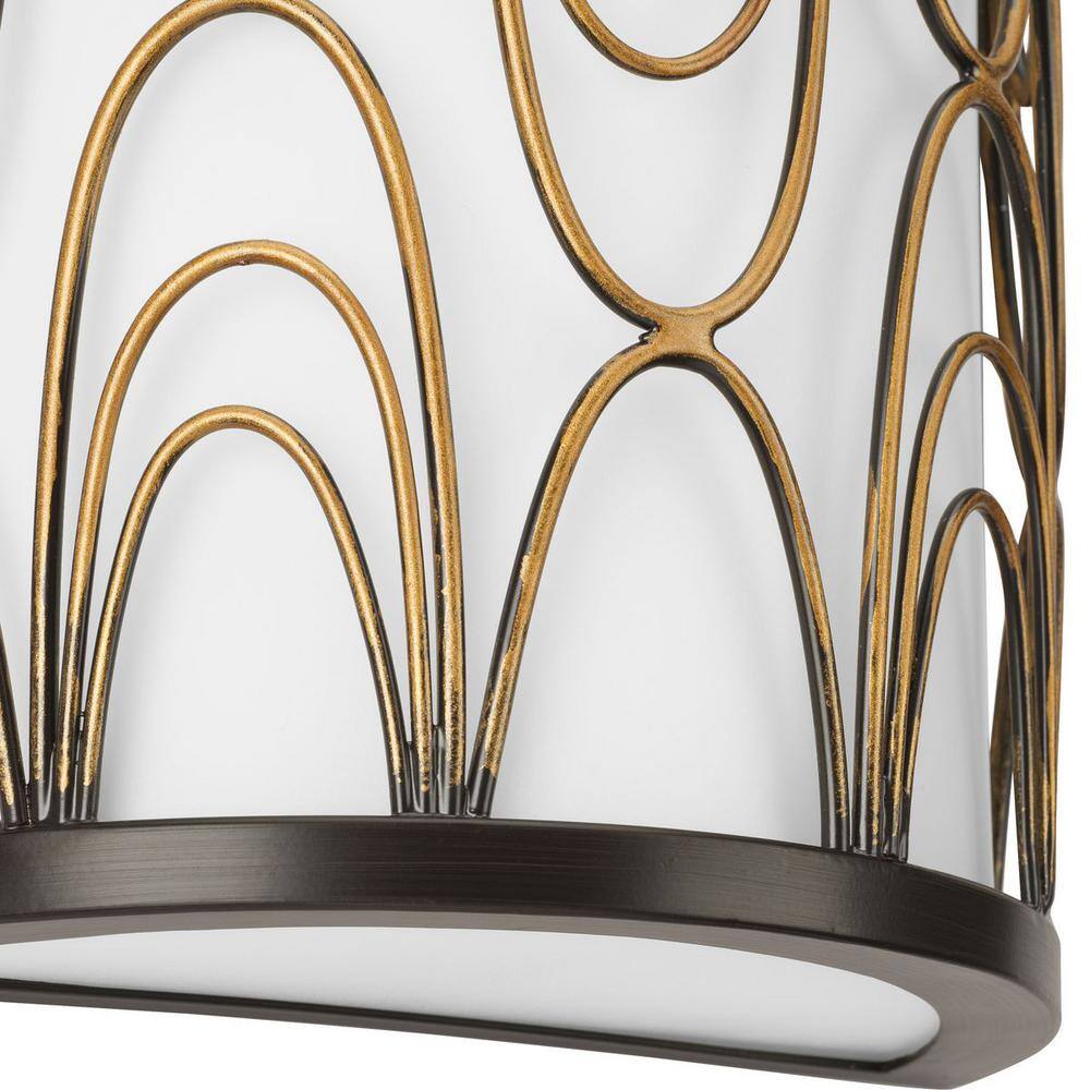 Elegant Antique Bronze Wall Sconce with Etched White Glass
