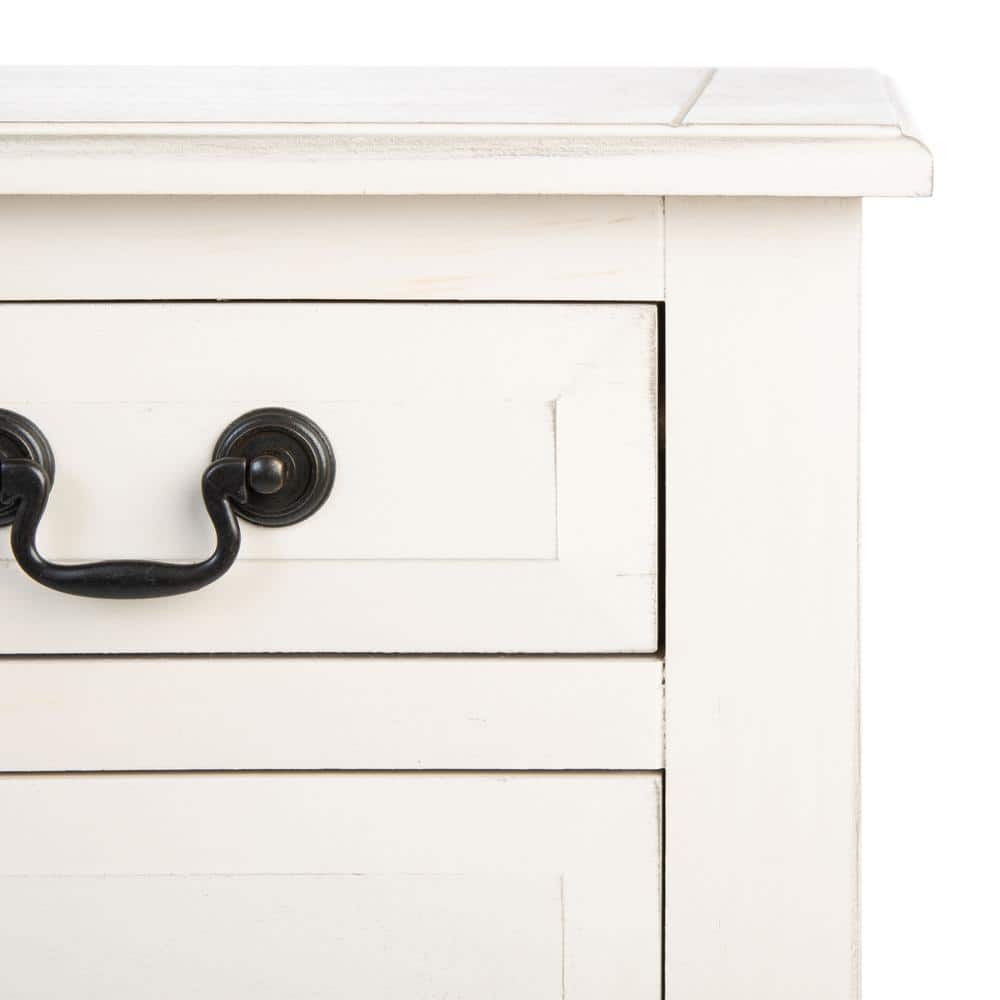 Primrose Distressed White Metal & Wood Console Table with Storage