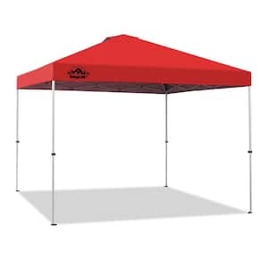 Moab EasyLift 10 ft. x 10 ft. Instant Pop-Up Canopy Tent with Wheeled Carry Bag and Bonus 4 Anchor Bags True Red Top