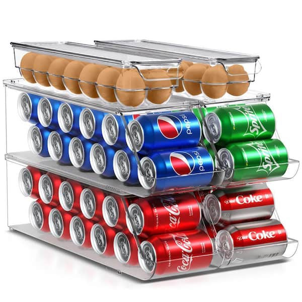 Soda Can Organizer for Refrigerator and Egg Holder for Fridge Set