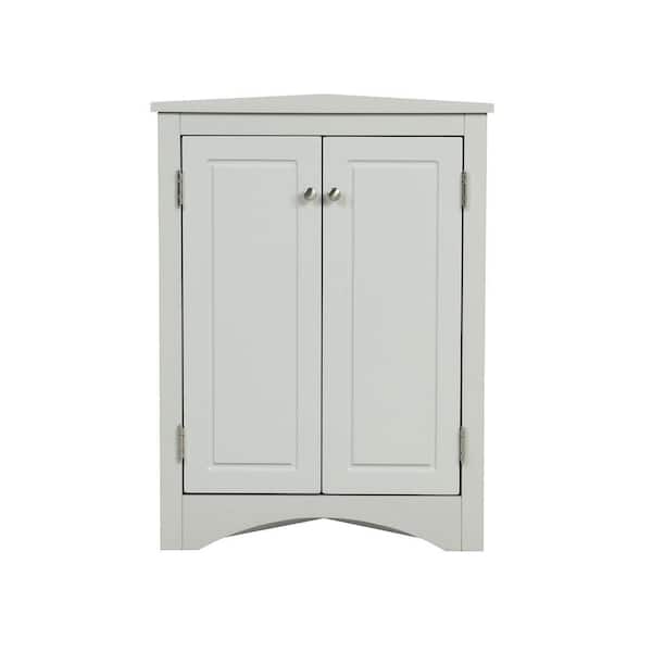 23.6 in. W x 17.2 in. D x 31.5 in. H in Gray MDF Freestanding Triangle Corner Linen Cabinet with Adjustable Shelves
