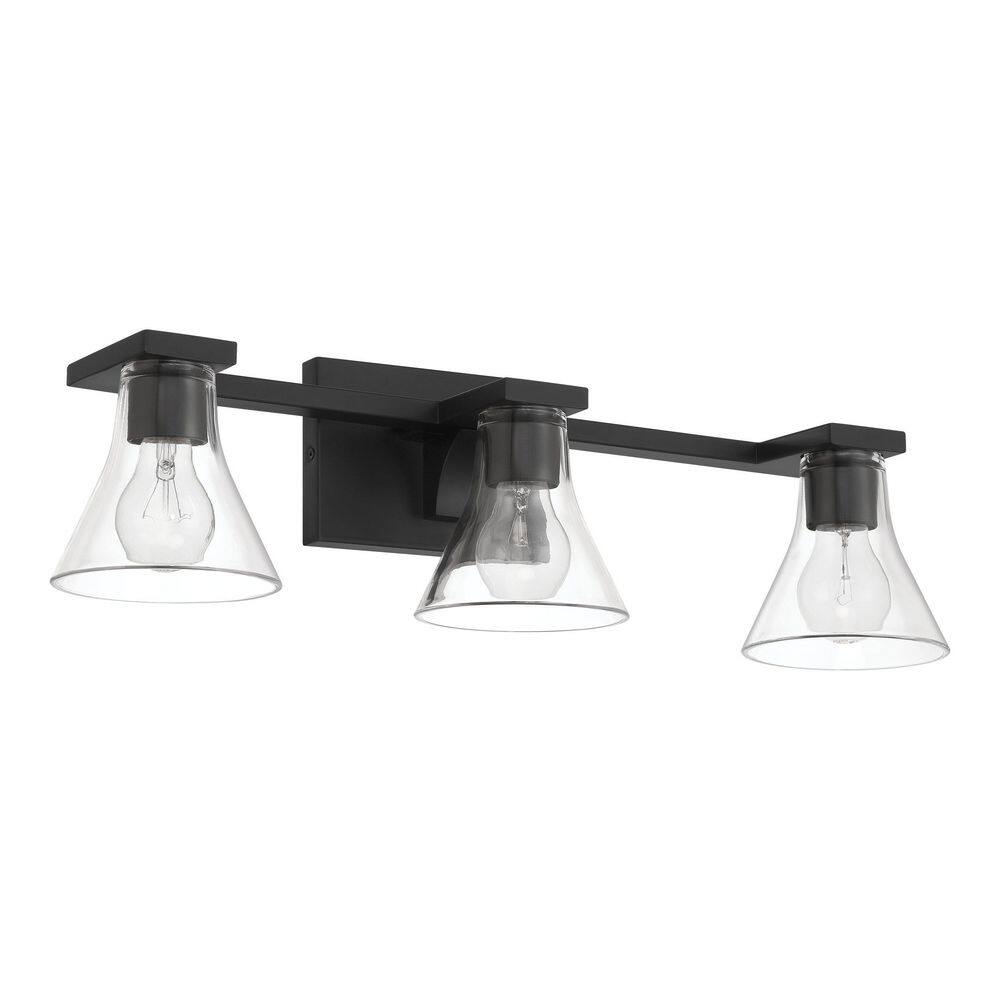 Gilford 24-in. 3-light Matte Black Vanity Light with Clear Glass Shades price history on PriceWatchPro