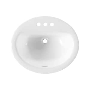 20.3 in. L x 17 in. W Drop-In Oval Vitreous China Drop-In Bathroom Sink in White with Overflow