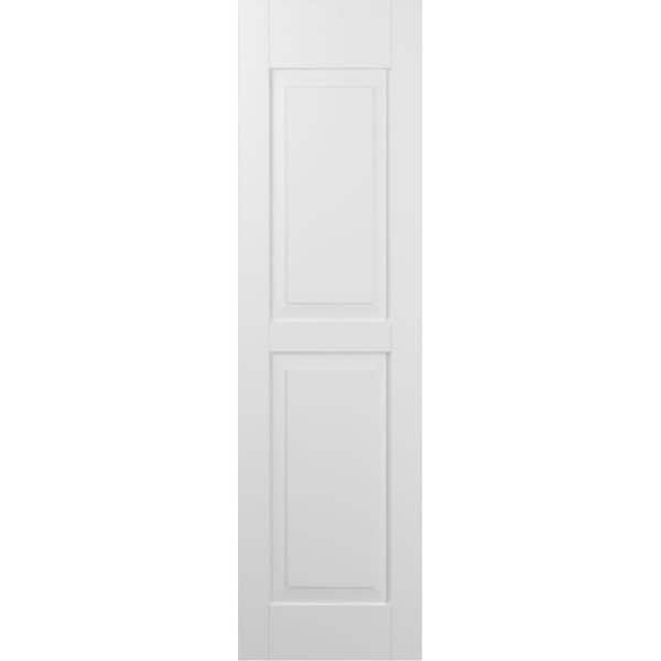 Ekena Millwork 12 in. W x 71 in. H Americraft 2 Equal Raised Panel Exterior Real Wood Shutters (Per Pair) in White