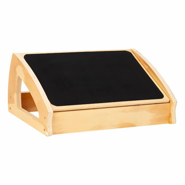 Brown Adjustable Wooden Foot Rest with Anti-Slip Surface, 3 Height Levels 11 in. W