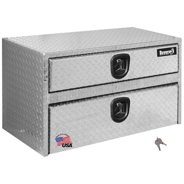 20 in. x 18 in. x 24 in. Diamond Tread Aluminum Underbody Truck Tool Box with Drawer