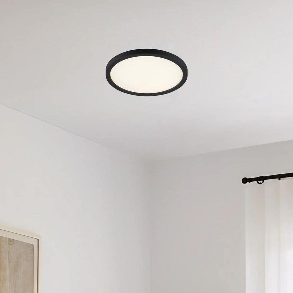 Conway 11 in. Black Integrated LED Miniature Disk Flush Mount Ceiling Light Fixture with Frosted Acrylic Shade price history on PriceWatchPro