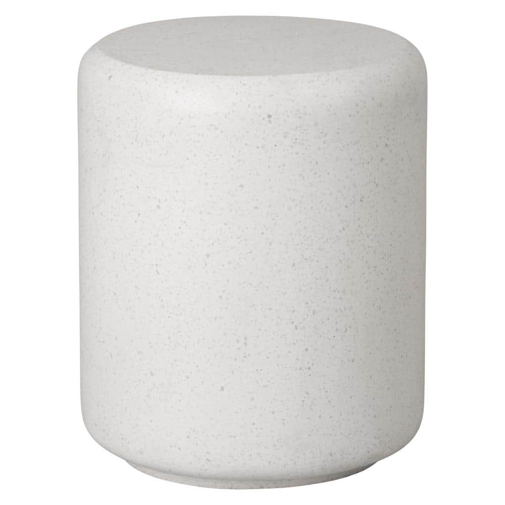 Emissary Caemen Ceramic Cylinder Stool, Terrazo White 13 in. x 13 in. x ...