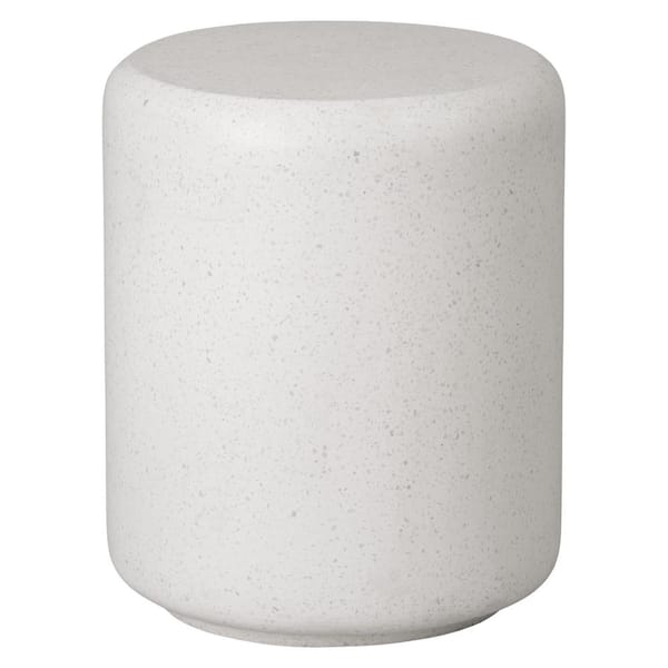 Emissary Caemen 17 in. H Matte White Round Terrazzo Garden Stool